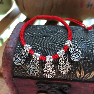 Sterling Silver & Red Rope-The 5 Elements-BALANCE Bracelet